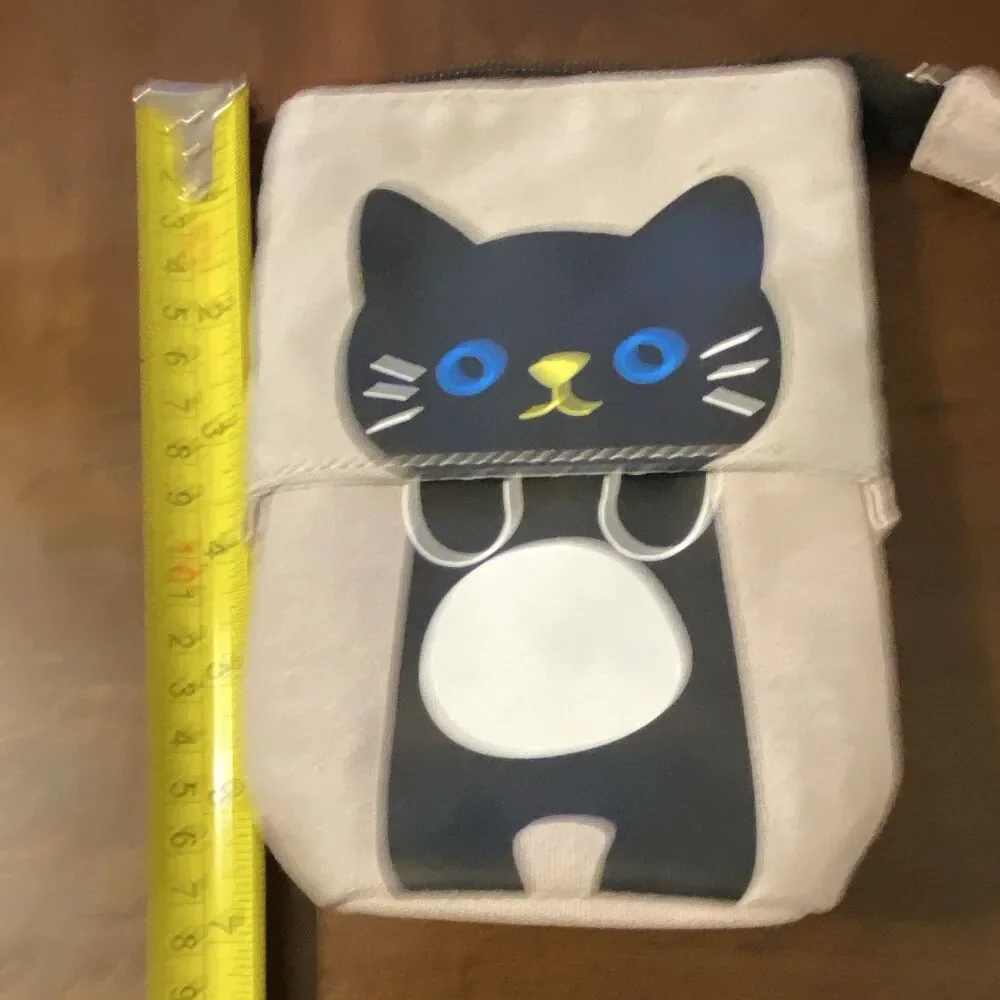 Angoo Telescopic Standing Pencil Case Canvas Cute Black Cat Pop Up Pen Pouch Bag